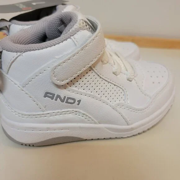 NEW AND1 Boys Court High Top Basketball Sneakers - White Shoes - Picture 5 of 11